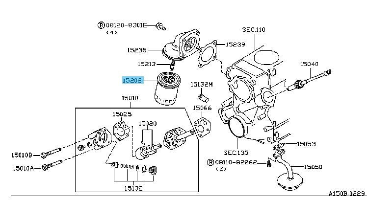 NISSAN URVAN VE24 1997-2001 Genuine Z24S Engine Oil Filter Assy 15208-H890C OEM