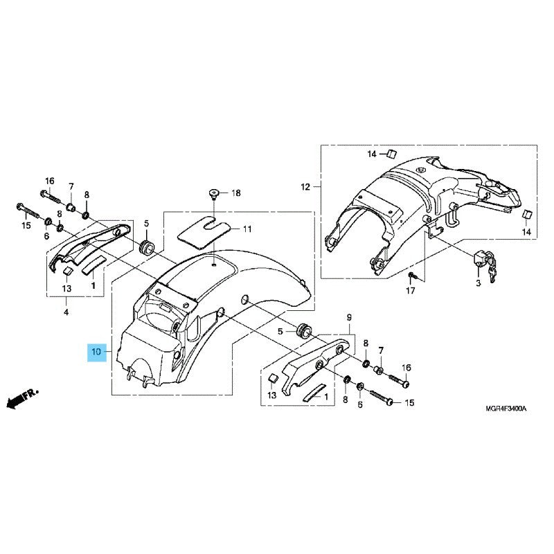 HONDA VT750RS SHADOW RS 2012 Genuine Rear Fender *PB215C* 80010-MGR-670ZE OEM