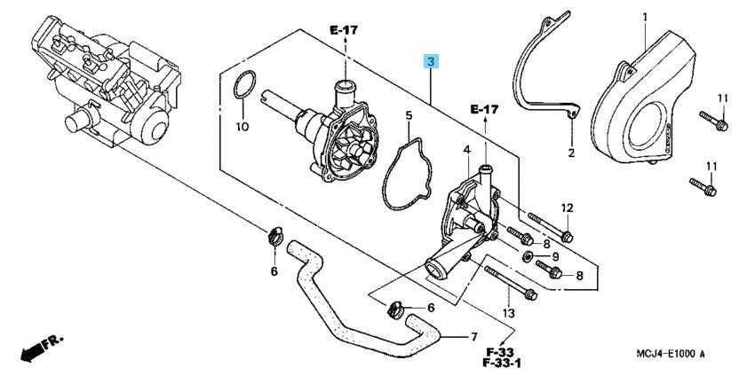 HONDA CBR929RR FIREBLADE 2000-2001 Genuine Water Pump 19200-MCJ-000 OEM
