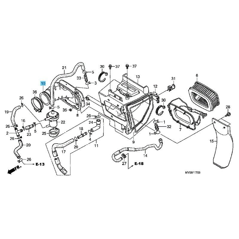 HONDA XR650L '93-09 '12-25 Genuine Air Cleaner Connecting Tube 17222-MY6-670 OEM