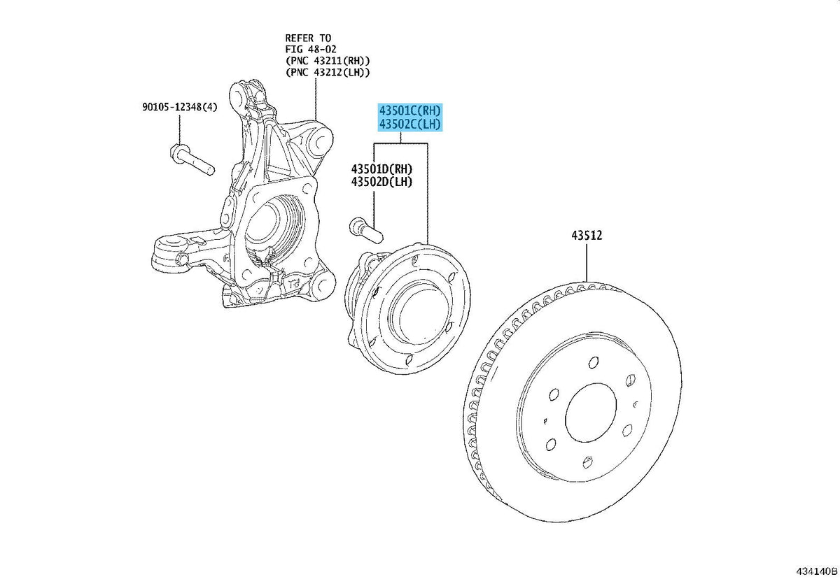 TOYOTA GRNVA HIACE H300 2019- Genuine Front Axle Hub RH or LH 43550-26010 OEM