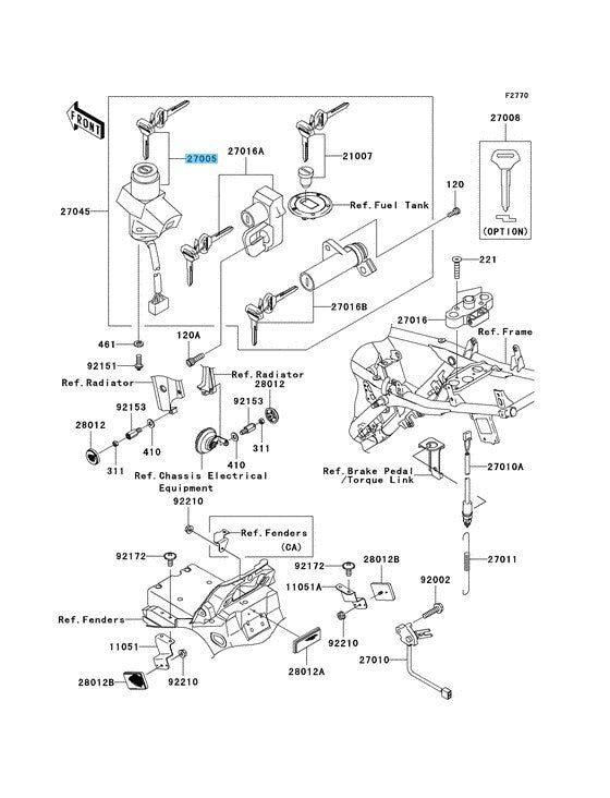 KAWASAKI ZRX1200R ZR1200 2001-2005 Genuine Ignition Switch Assy 27005-5120 OEM