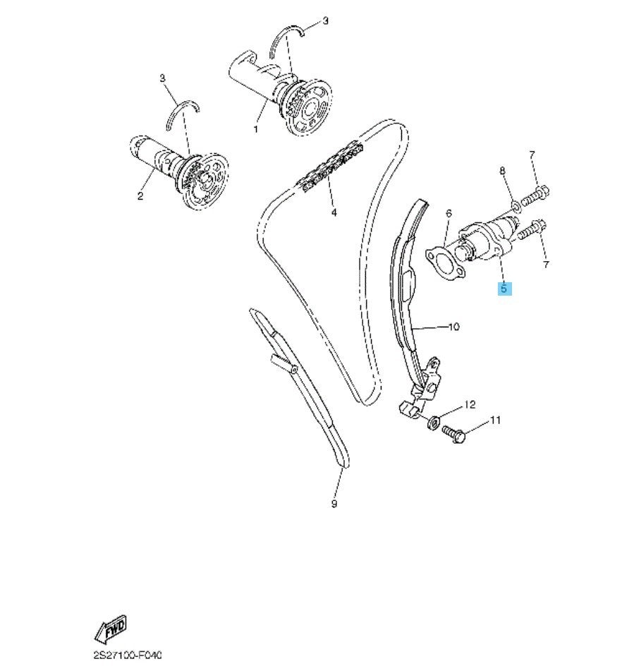 YAMAHA YZ450F 2003-2009 Genuine Cam Chain Tensioner Assy 5TA-12210-10-00 OEM
