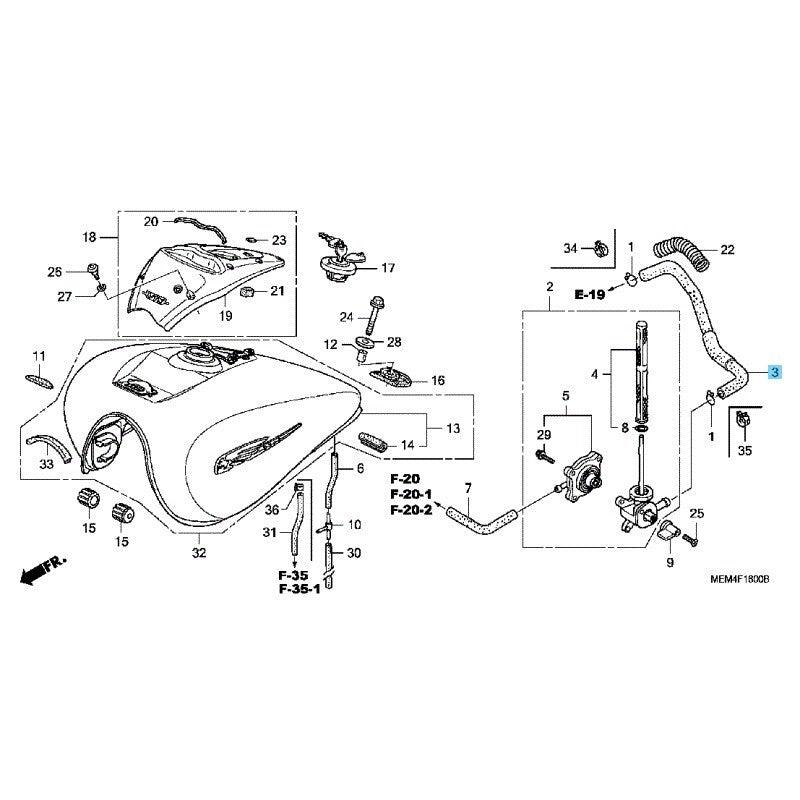 HONDA VTX1300C & S 04-07 VTX1300R 05-07 Genuine Fuel Tube 16951-MEM-670 OEM