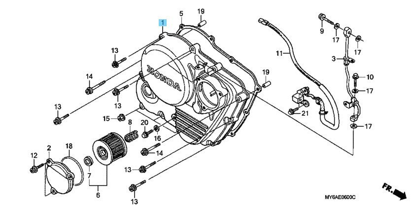 HONDA XR650L 1993-2009 2012-2024 Genuine Crankcase Cover RH 11330-MY2-620 OEM