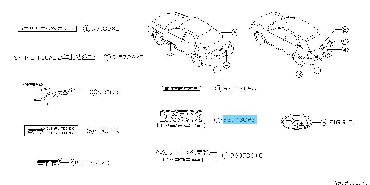 SUBARU IMPREZA WRX GDB 06-07 Genuine Letter Mark Rear WRX Emblem 93073FE780 OEM