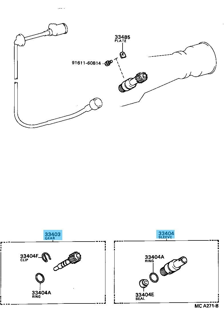TOYOTA 4RUNNER TRUCK RN80 89-91 Genuine MT Speedometer Driven Gear & Sleeve Set