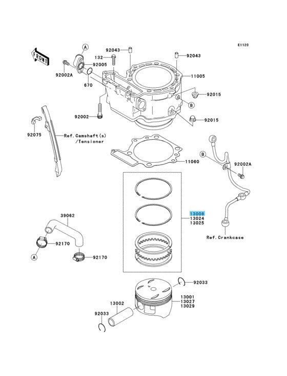 KAWASAKI KLR650 2008-2011 Genuine Piston Ring Set STD 13008-0033 OEM