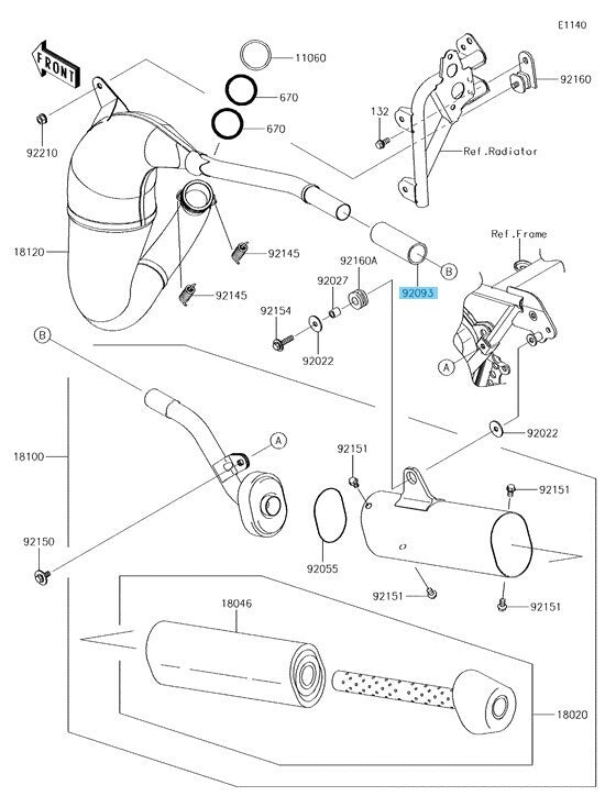 KAWASAKI KX100 1995-2009 2011-2021 Genuine Muffler Joint Seal 92093-1200 OEM