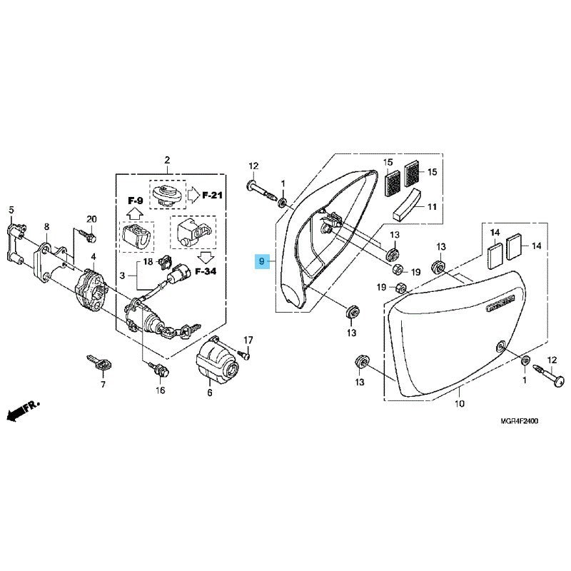 HONDA VT750RS '10-13 Genuine Side Cover(Graphite Black) RH 63000-MGR-670ZA OEM