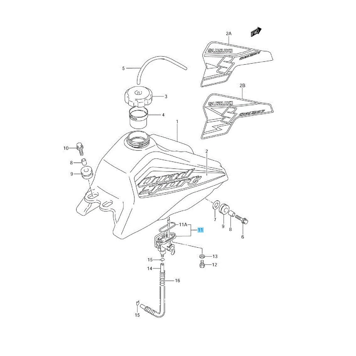 SUZUKI QUADSPORT LT80 1987-2006 Genuine Fuel Cock Assy 44300-40B01 OEM