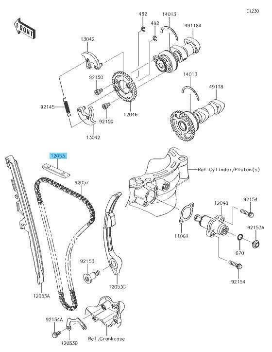 KAWASAKI KX450F 2006-2018 Genuine Chain Guide Upper 12053-0051 OEM
