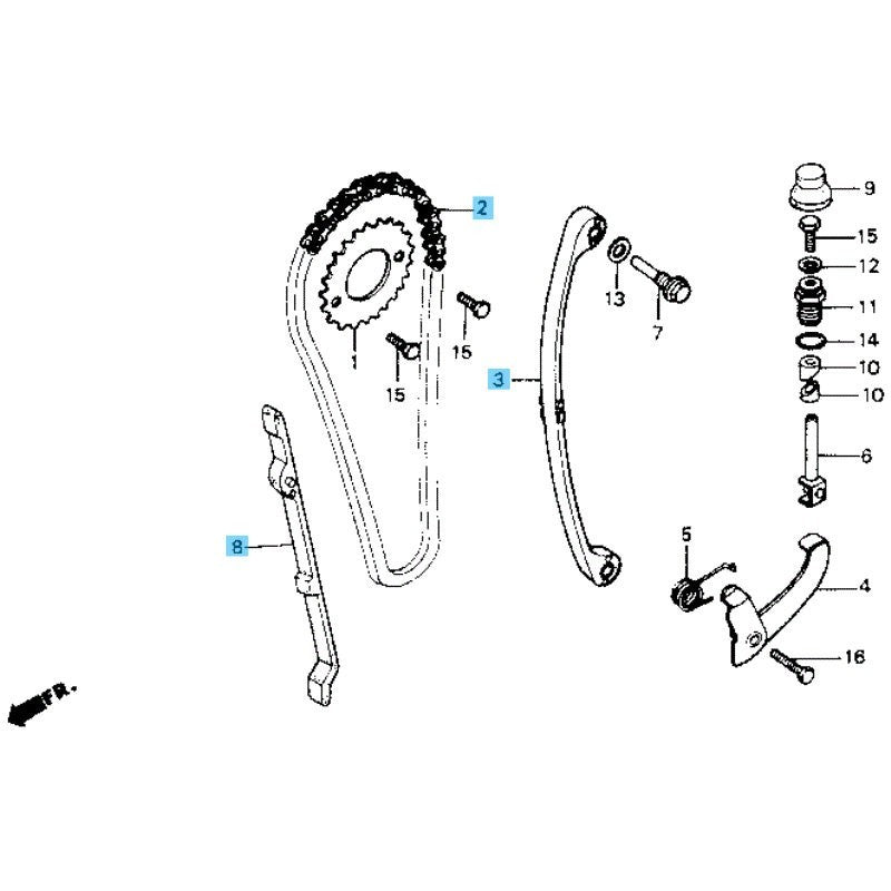 HONDA XR200R '81-83 '86-02 Genuine Cam Chain & Tensioner & Guide Set OEM
