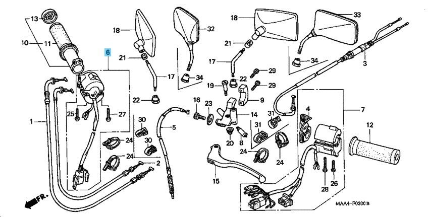 HONDA VT1100C SHADOW SPIRIT 97-07 Genuine Starter Stop Switch Set 35013-MAH-A02