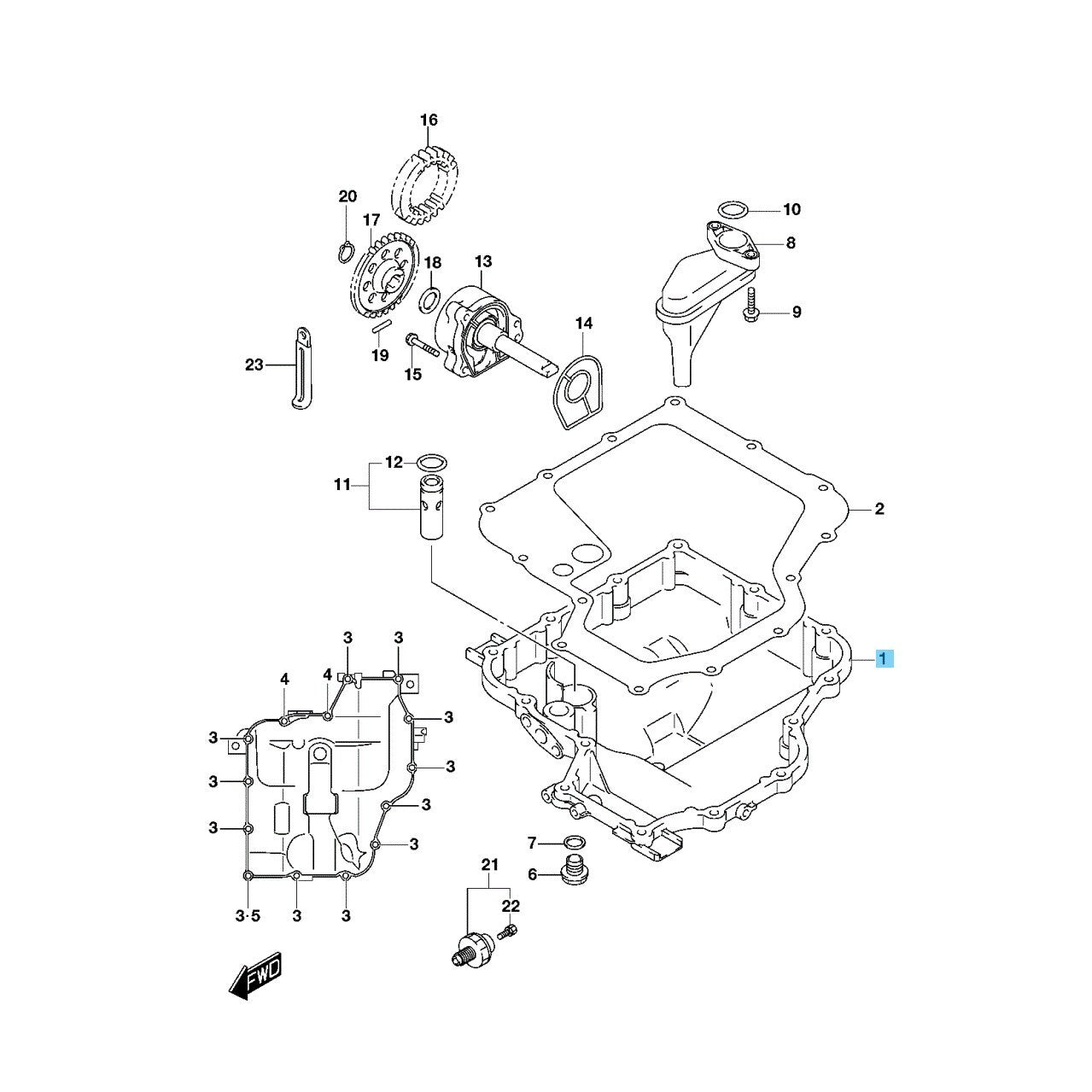 SUZUKI HAYABUSA GSX1300R 99-09 11-20 22-24 Genuine Oil Pan 11511-24F10 OEM