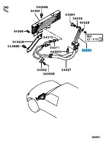 MITSUBISHI MONTERO V75W 01-06 Genuine Engine Oil Cooler Return Hose MR431080 OEM