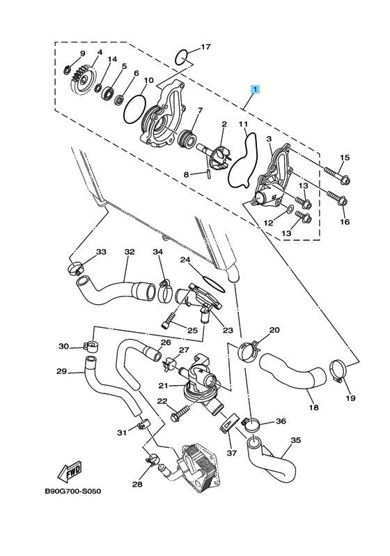 YAMAHA FZ09 2014-2017 XSR900 2016-2024 Genuine Water Pump Assy 1RC-12420-10 OEM