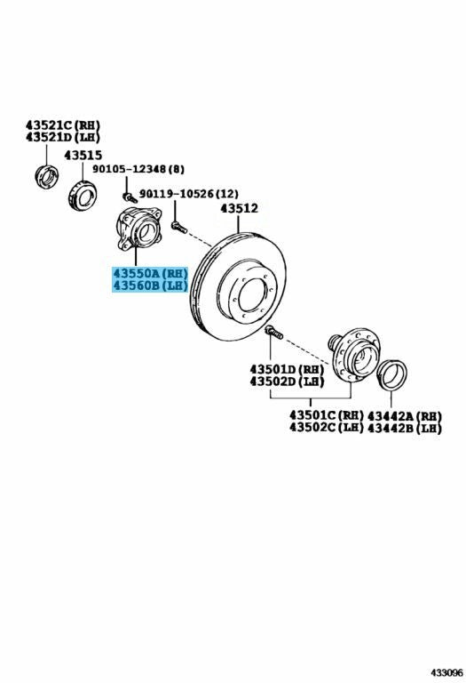 TOYOTA HIACE GDH201 KDH200 Genuine Front Axle Hub Bearing 43560-V3010 OEM