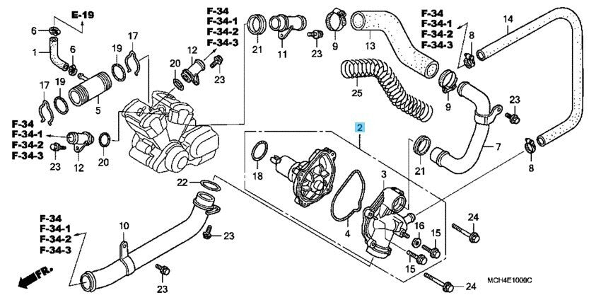 HONDA VTX1800C 2002-2004 Genuine Water Pump Assy 19200-MCH-000 OEM