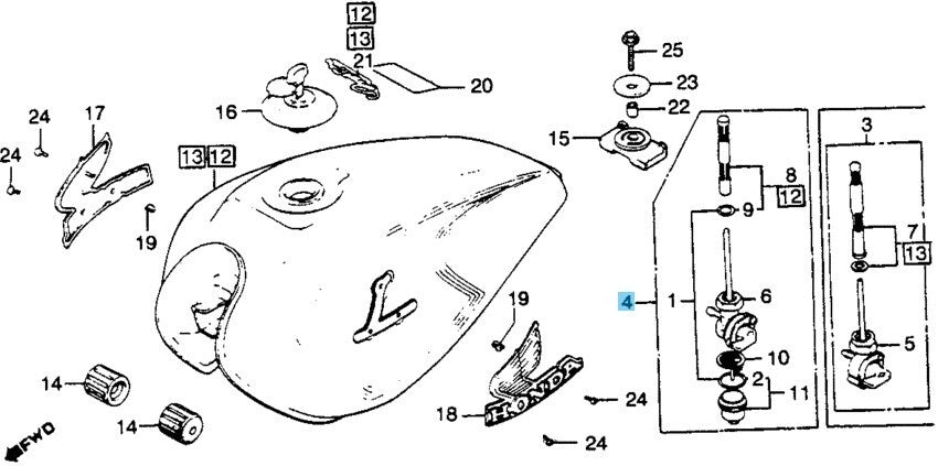 HONDA CB900 CB900CA 1982 Genuine Fuel Cock Assy 16950-461-751 OEM