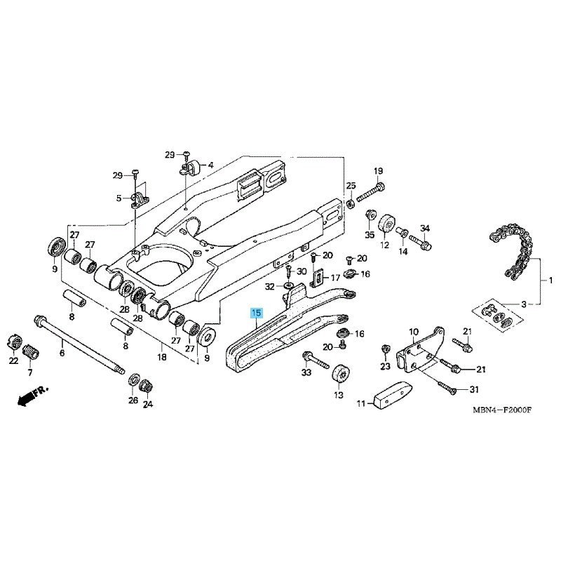HONDA XR650R 2000-2007 Genuine Swingarm Chain Slider 52170-MBN-670 OEM