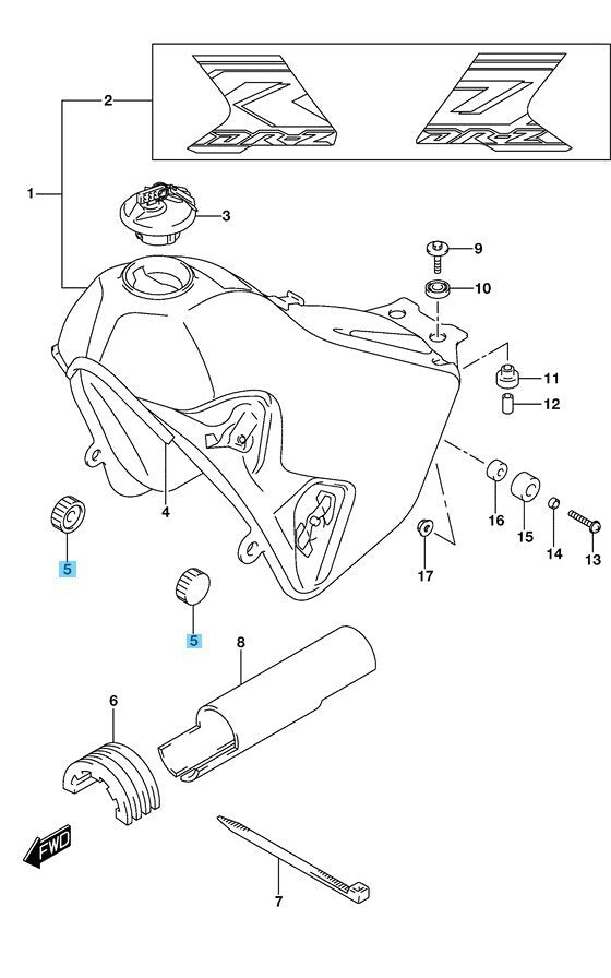 SUZUKI DR-Z400SM 05-08 18-19 Genuine Fuel Tank Front Cushion 09329-10016 x2 Set