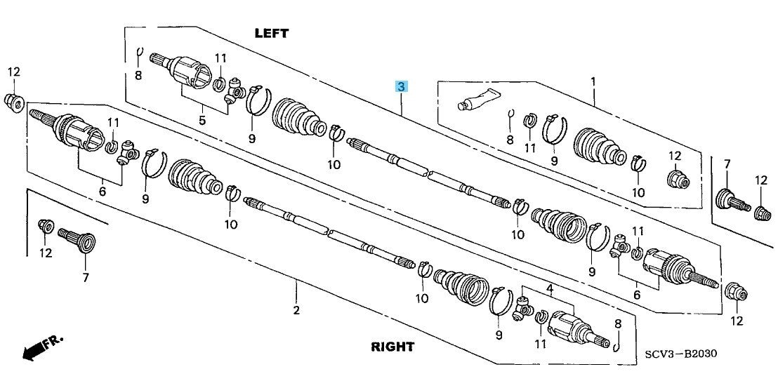 HONDA ELEMENT YH2 03-08 Genuine Rear Driveshaft Assy LH 42311-SCW-A00 For 4WD