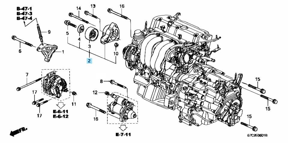 HONDA ACCORD TSX CR-V Genuine Auto Belt Tensioner Assembly 31170-PNA-023 OEM