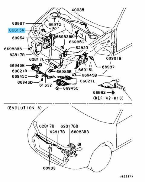 MITSUBISHI MIRAGE CM8A 97-02 Genuine Eng Room Under Cover RH MR185648 OEM