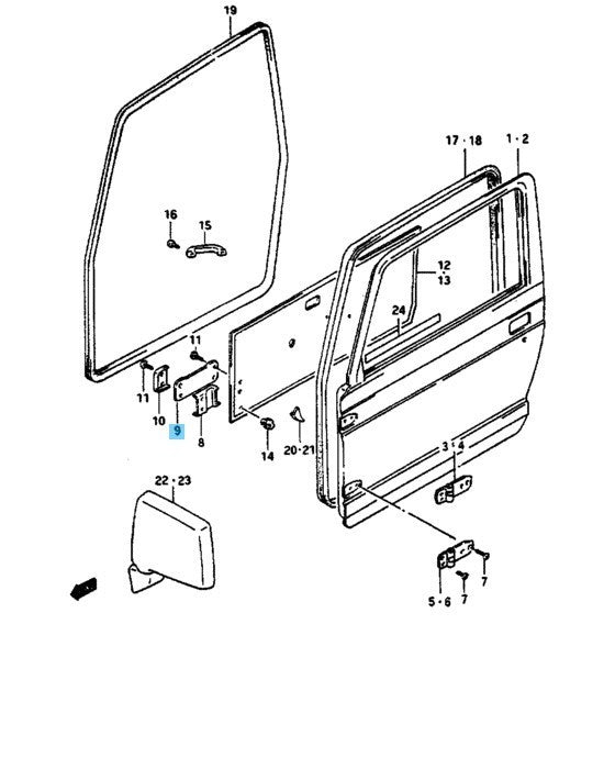 SUZUKI SAMURAI SJ410 SJ413 '86-95 Genuine Fr/Door Open Stopper Band RH or LH