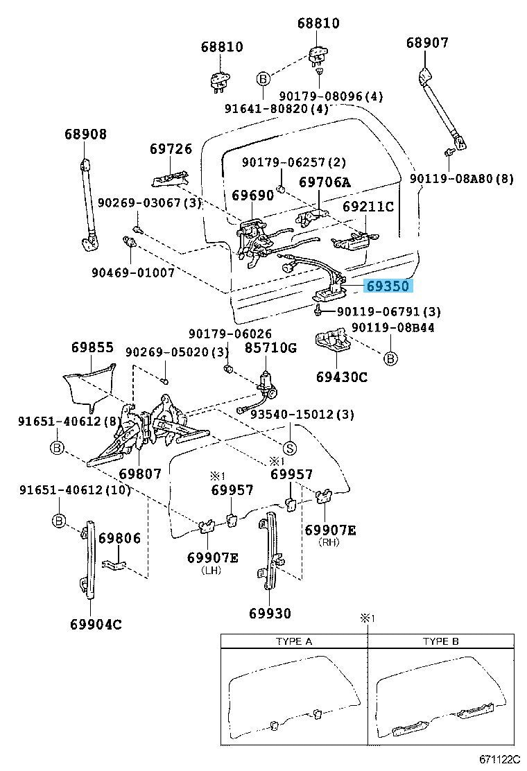 TOYOTA 4RUNNER RZN180 1996-2002 Genuine Back Door Lock Assembly 69350-35020 OEM