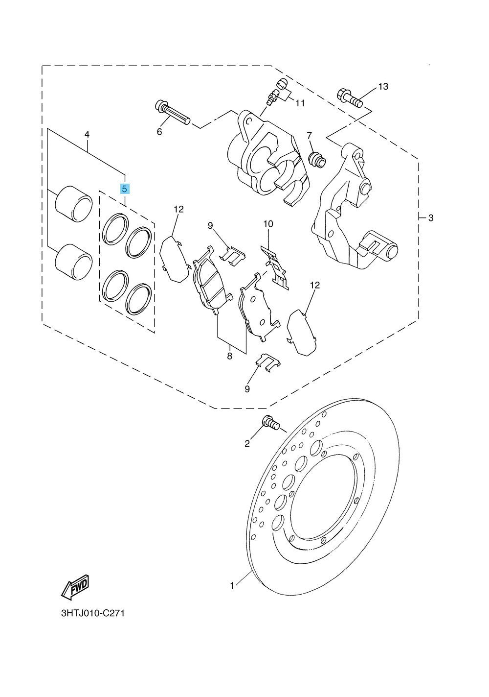 YAMAHA SR400 2015-2018 Genuine Front Brake Caliper Seal Kit 3JB-25803-00 OEM