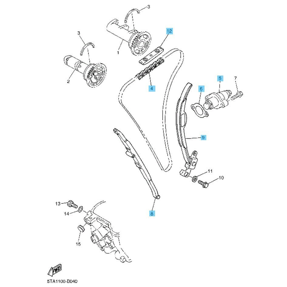 YAMAHA YZ450F 2003-2005 Genuine Chain & Tensioner & Damper(NO.1 & No.2) Set OEM