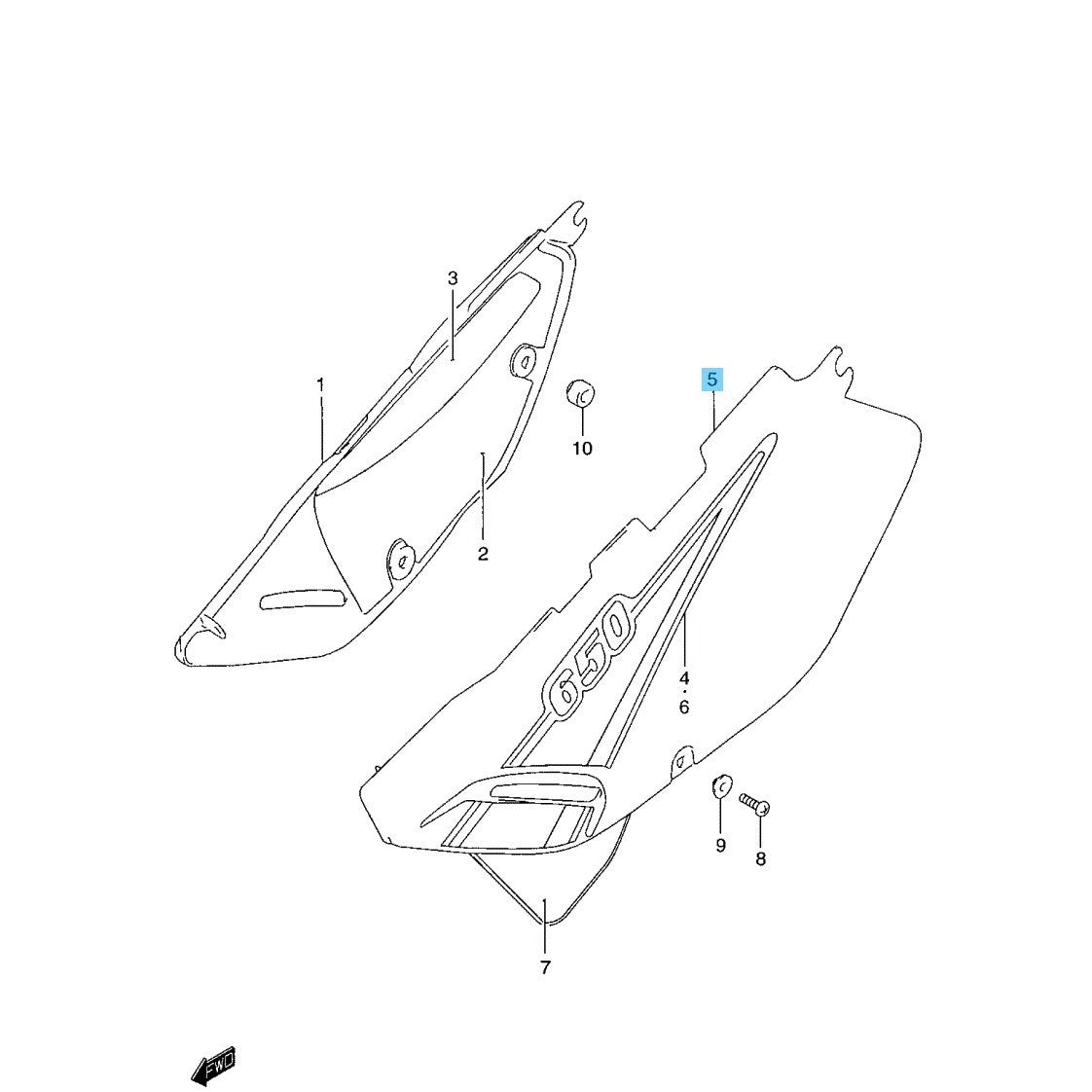 SUZUKI DR650SE '00-01 '08-09 2011 2017 2019 '22-23 Genuine Frame Cover LH BLACK