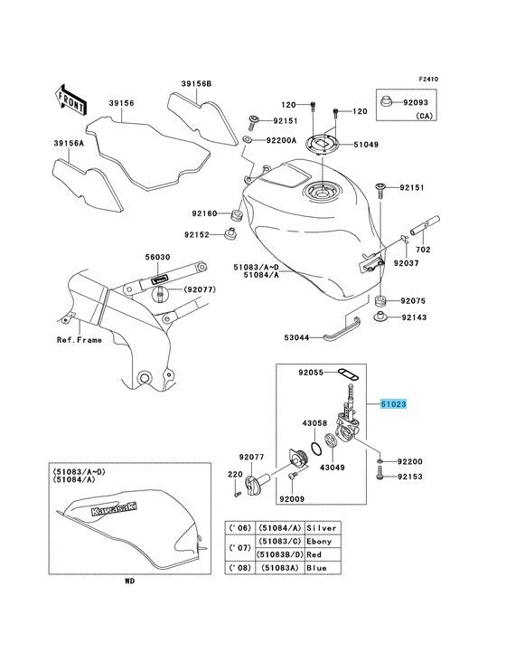 KAWASAKI ZX600 ZZ-R600 ZX600J 2005-2008 Genuine Fuel Tap 51023-1318 OEM