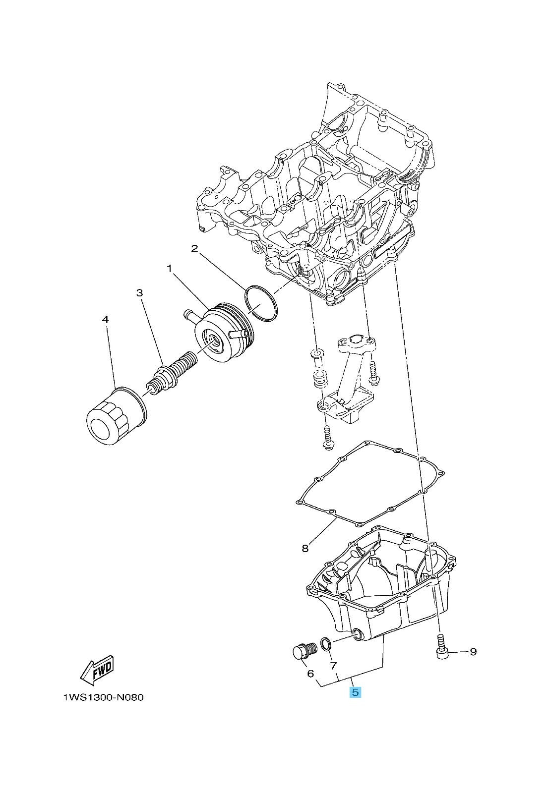 YAMAHA MT-07 2021-2024 Genuine Strainer Cover Assy 1WS-13400-10-00 OEM