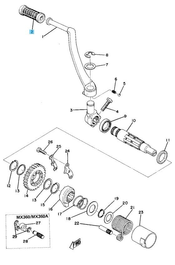 YAMAHA MX250 1973-1975 Genuine Kick Lever Cover 156-15618-01 OEM