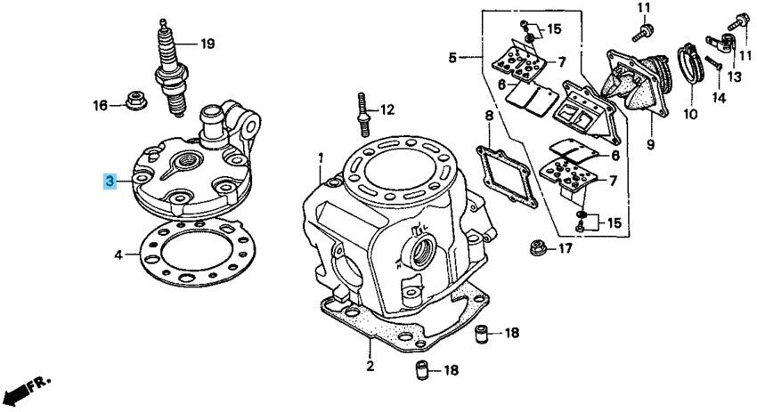 HONDA CR250R 1999-2001 Genuine Engine Cylinder Head 12201-KZ3-J10 OEM