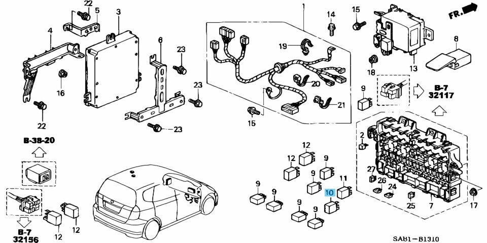HONDA CR-V RE3 RE4 2007-2020 Genuine Fuel Pump Relay 39794-SDA-004 OEM