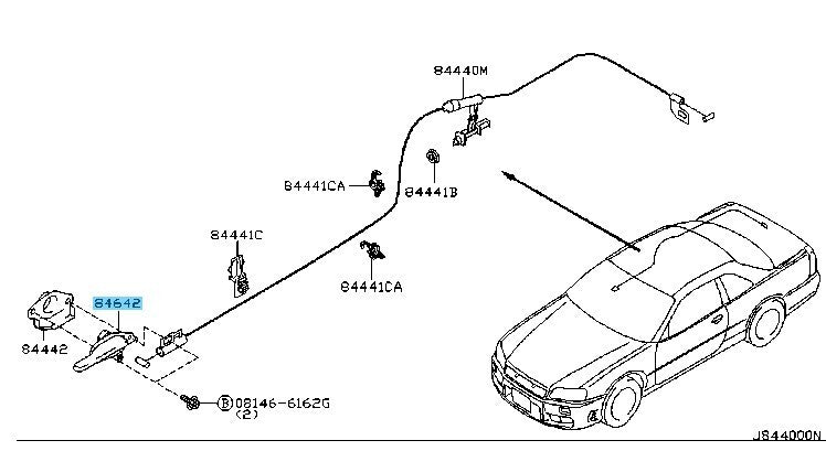 NISSAN SKYLINE GT-R R34 Genuine Trunk & Fuel Lid Opener Handle Assy 84640-35F01