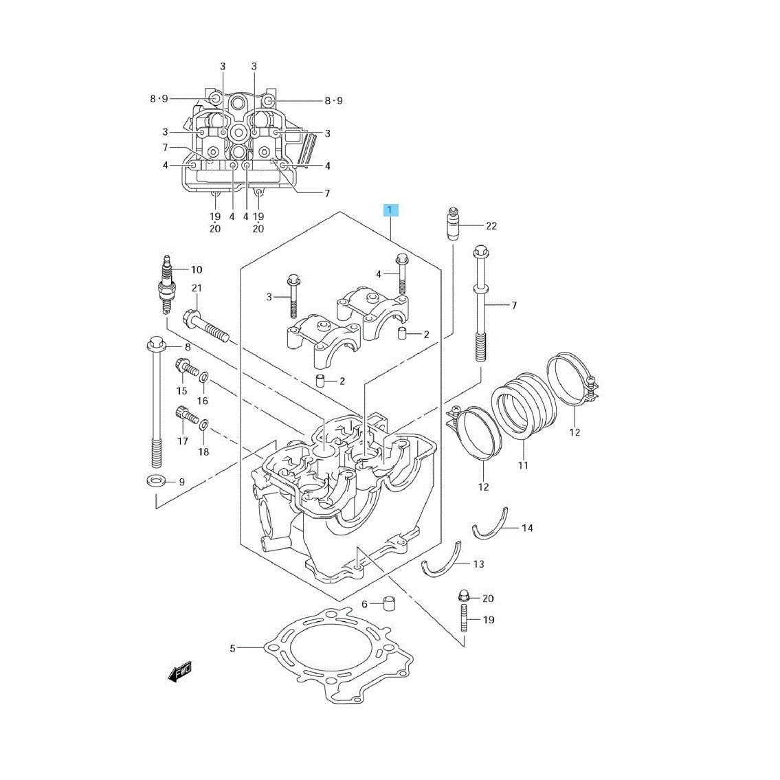 SUZUKI RM-Z250 2008-2009 Genuine Cylinder Head Assy 11100-10H10 OEM
