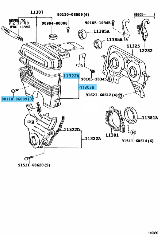 TOYOTA SUPRA JZA80 MK4 97-02 2JZ-GTE Upper Timing Belt Cover & GK & Bolt Set OEM
