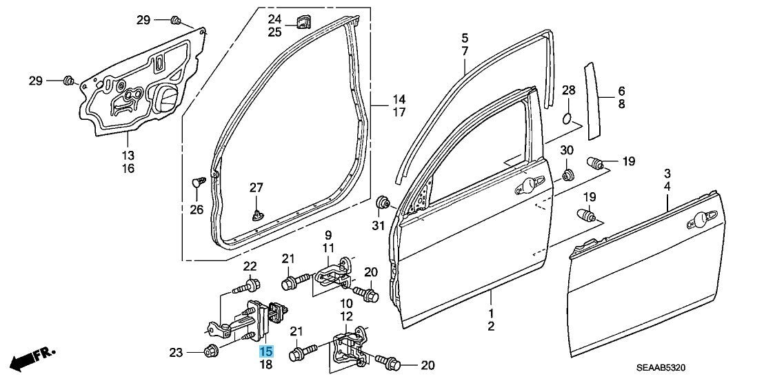 HONDA ACURA TSX 2004-2008 Genuine Front Door Checker RH 72340-SEA-E02 OEM