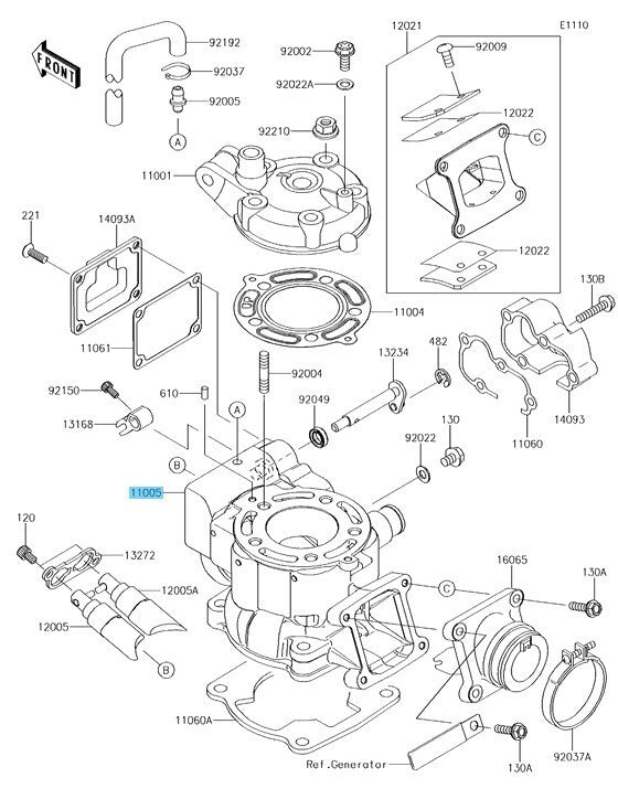 KAWASAKI KX100 2014-2018 Genuine Engine Cylinder 11005-0758 OEM