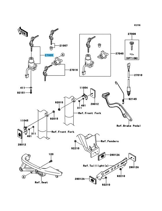 KAWASAKI KLR650 08-14 2018 Genuine Ignition Switch Assy 27005-0649 OEM