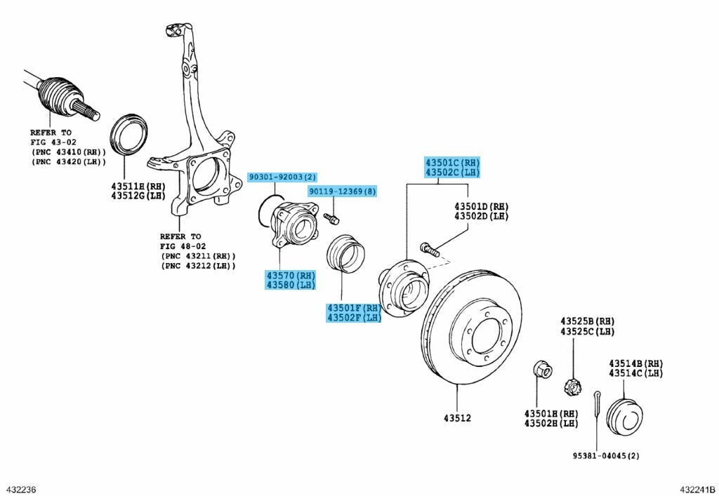 TOYOTA TACOMA GRN2## TRN2## 2005-2015 Genuine Front Wheel Bearing Assy Set OEM