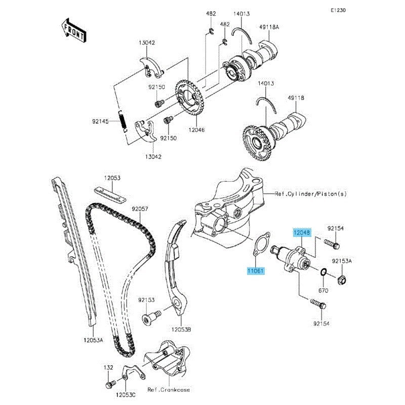 KAWASAKI KX450F 2008-2018 Genuine Cam Chain Tensioner & Gasket Set OEM