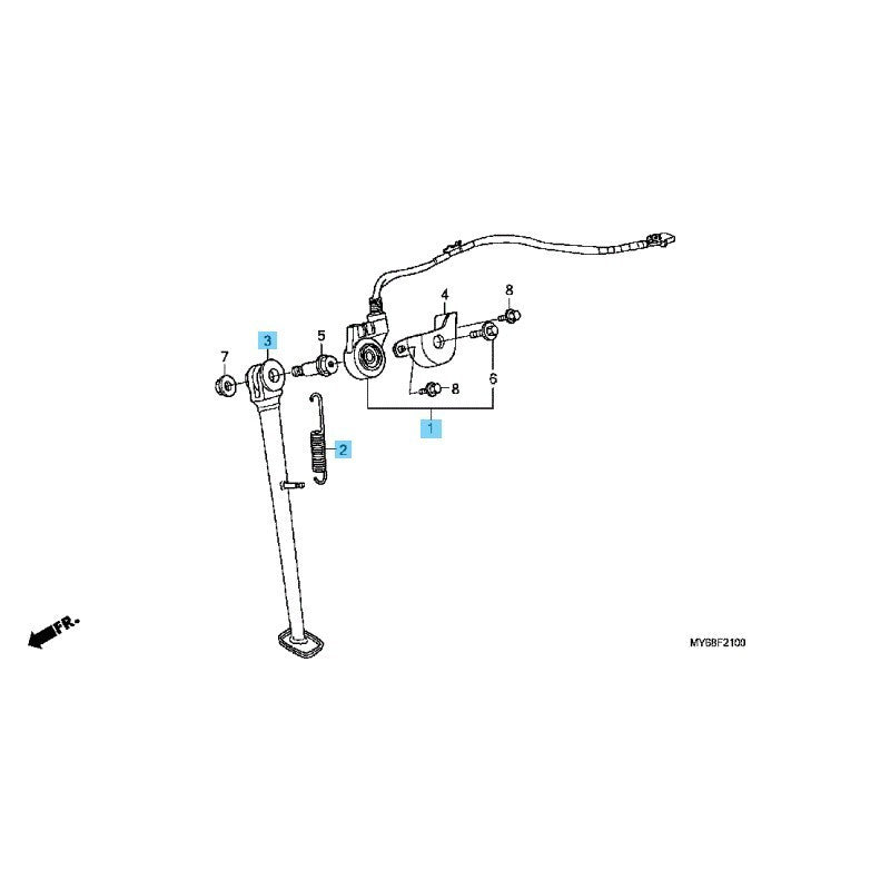 HONDA XR650L '93-09 '12-13 Genuine Side Stand Bar & Spring & Switch Set OEM