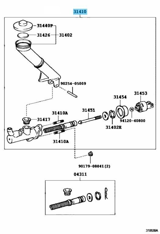 TOYOTA LEXUS IS300 GXE10 98-01 Genuine Clutch Master Cylinder 31410-53010 OEM