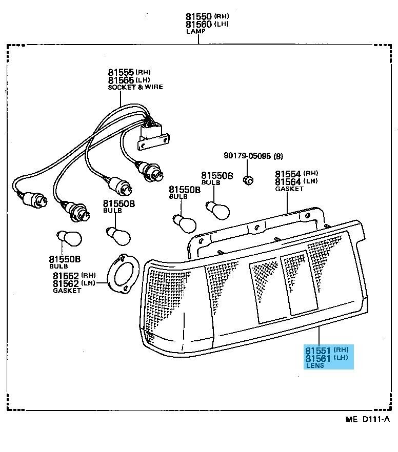 TOYOTA LEVIN AE86 83-85 Genuine Rear Combination Lamp Lens RH LH Set Early Model